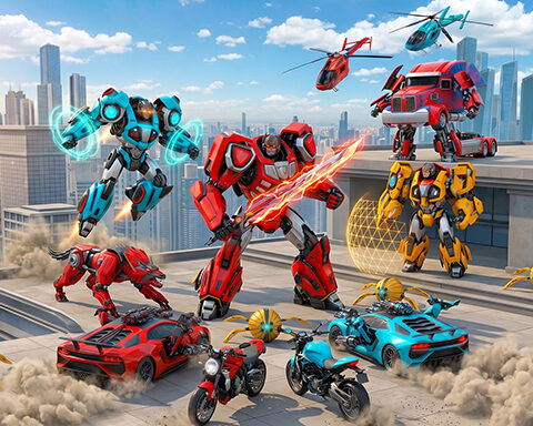 Flying Robot Transform Car Games