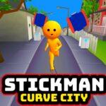 stickman, curva, ciudad