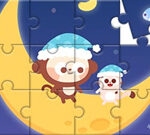 Puzzle Jigsaw: Monyet Dengan Bulan